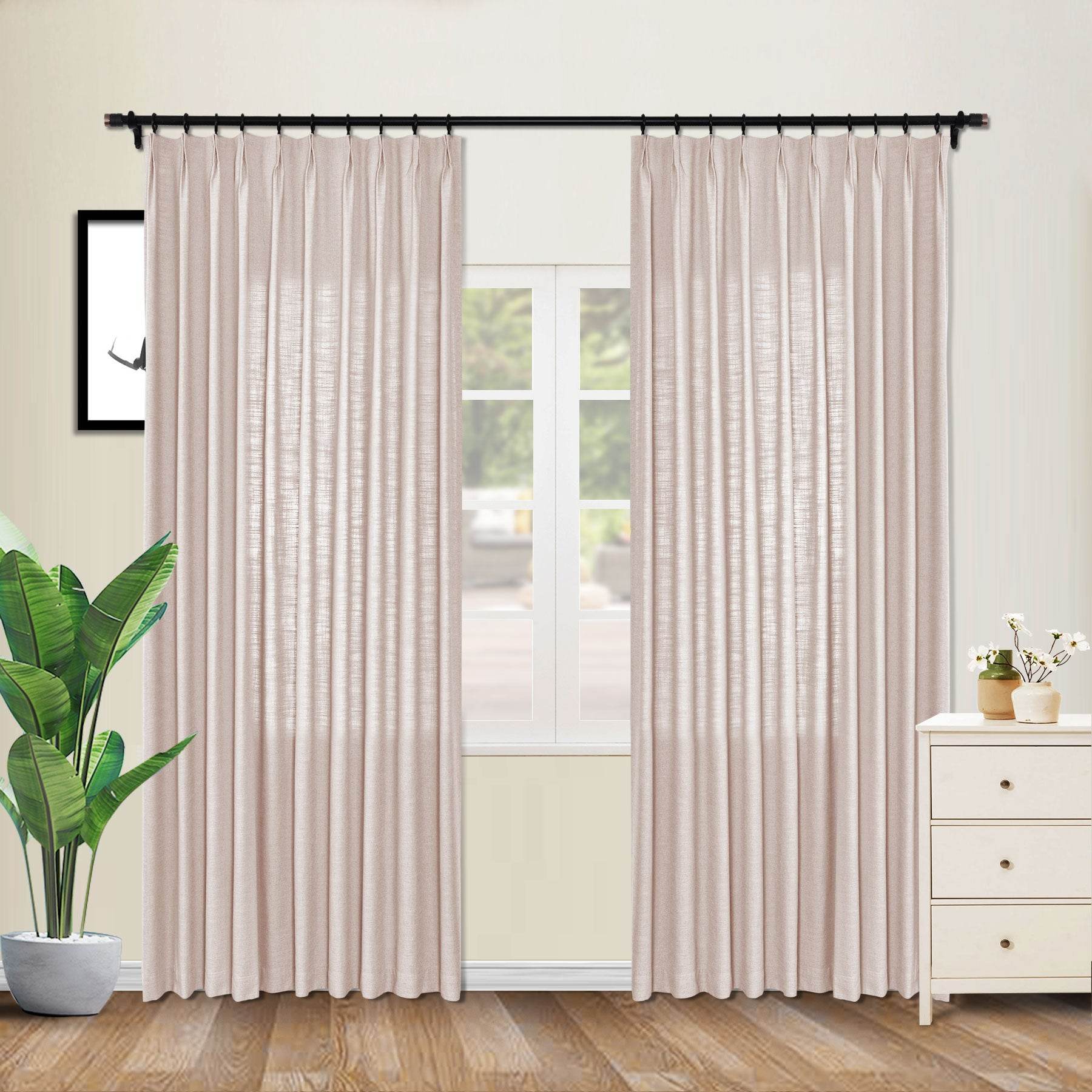 1908 Linen Blend Unlined Breathable & Natural Curtain Pinch Pleat - Cololeaf