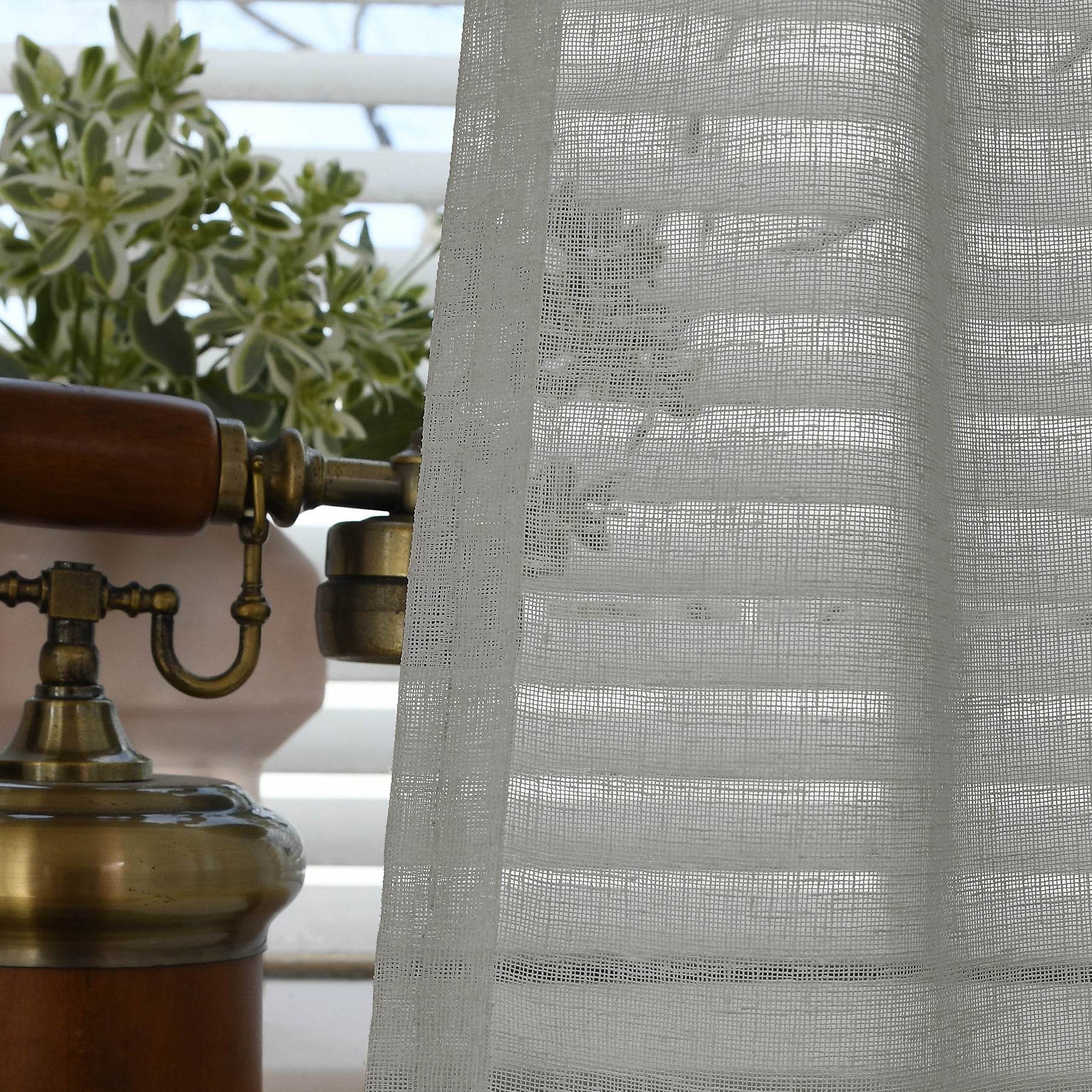 B01 Linen Textured Airy Sheer Curtain Pinch Pleat - Cololeaf