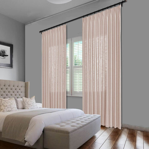 1908 Linen Blend Unlined Breathable & Natural Curtain Pinch Pleat - Cololeaf