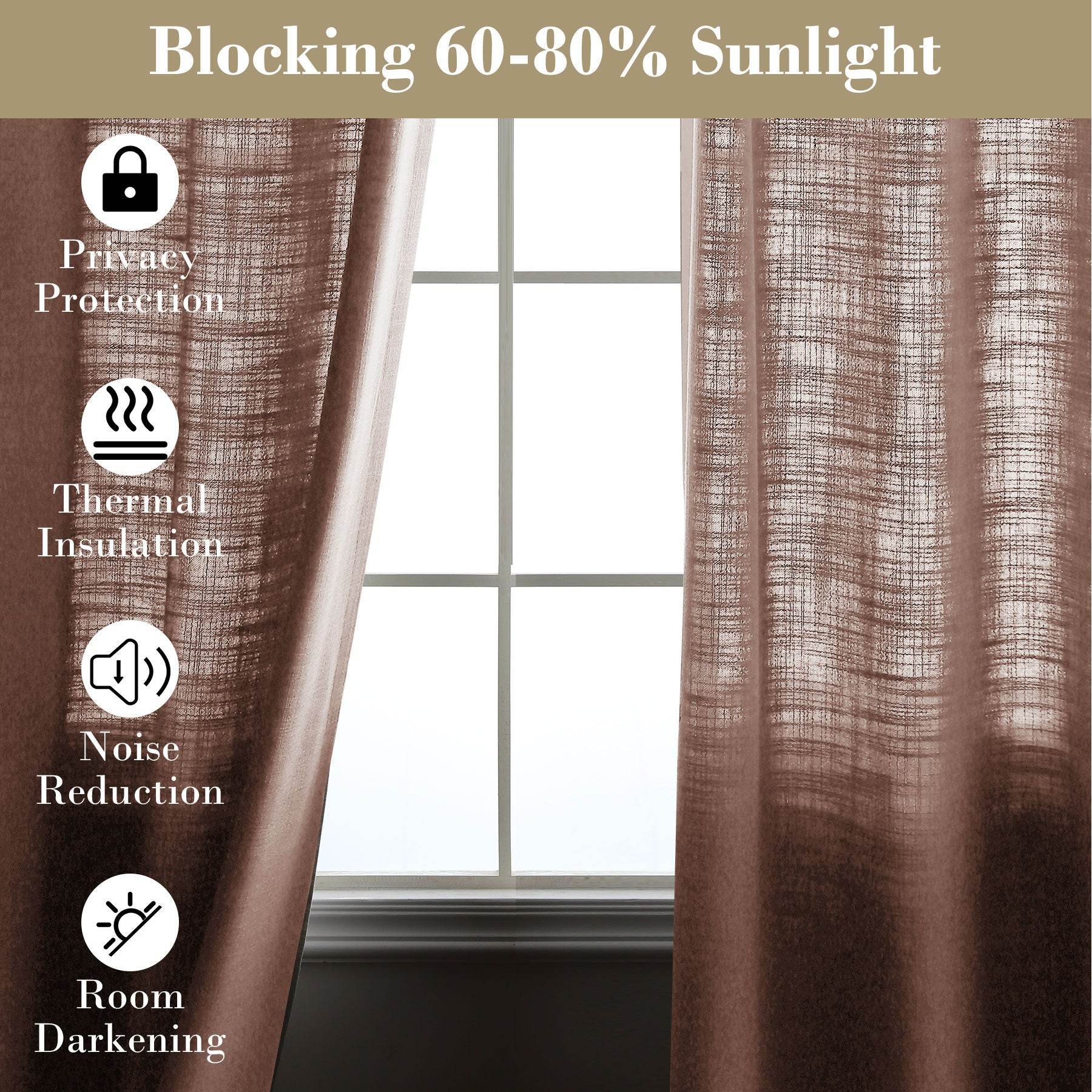 1908 Linen Blend Breathable & Natural Curtain Tab Top - Cololeaf