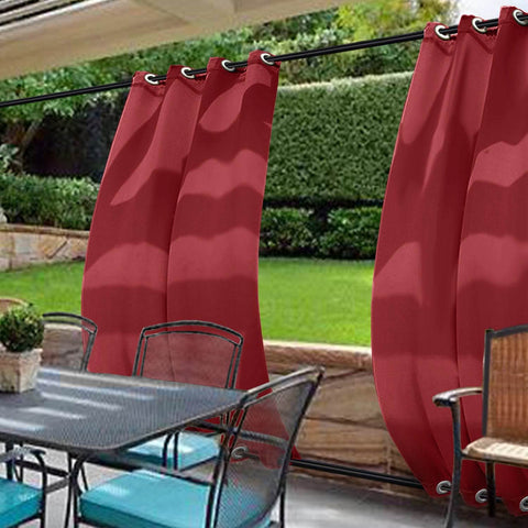 Rose Outdoor Curtains Waterproof Thermal Insulated Blackout Grommets At The Top and Bottom - Cololeaf