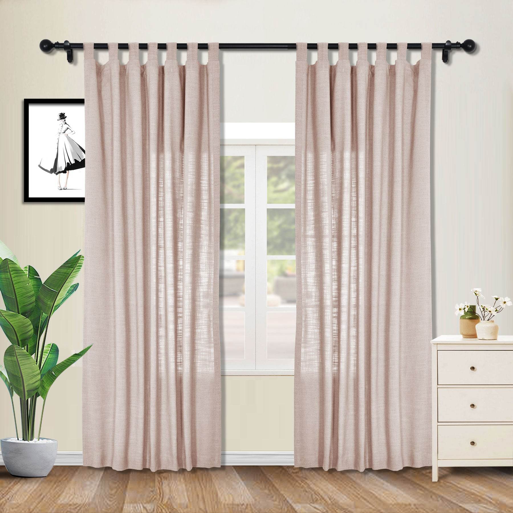 1908 Linen Blend Breathable & Natural Curtain Tab Top - Cololeaf