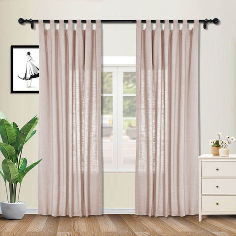 1908 Linen Blend Breathable & Natural Curtain Tab Top - Cololeaf