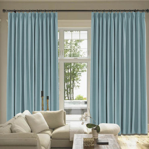 Capri Extra Wide Drape Solid Cotton Heavyweight Curtain Blackout Pinch Pleat - Cololeaf