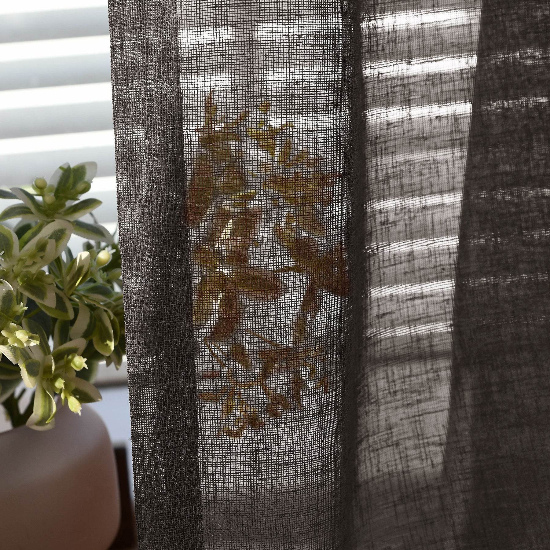 B01 Linen Textured Airy Sheer Curtain Pinch Pleat - Cololeaf