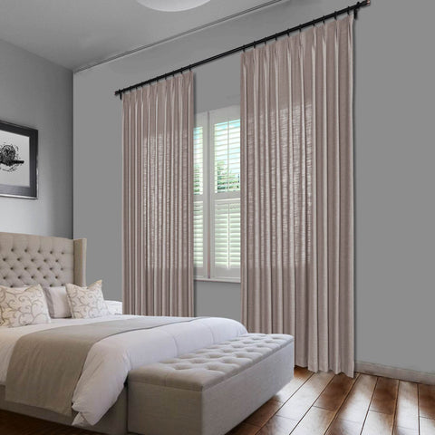 1908 Linen Blend Unlined Breathable & Natural Curtain Pinch Pleat - Cololeaf