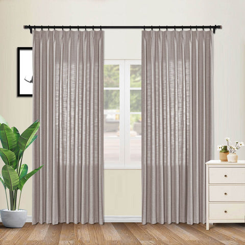 1908 Linen Blend Unlined Breathable & Natural Curtain Pinch Pleat - Cololeaf