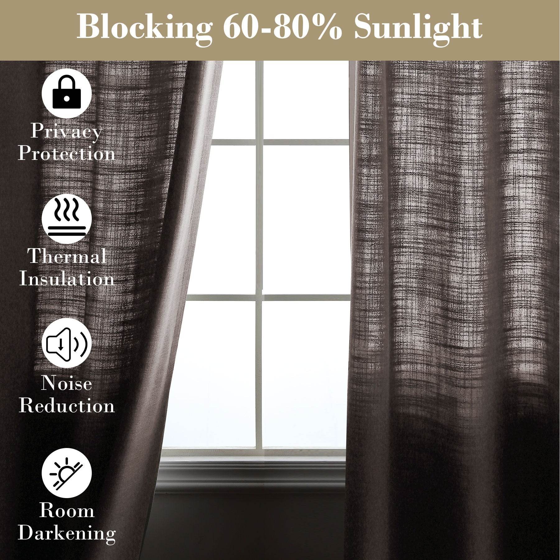 1908 Linen Blend Breathable & Natural Curtain Tab Top - Cololeaf