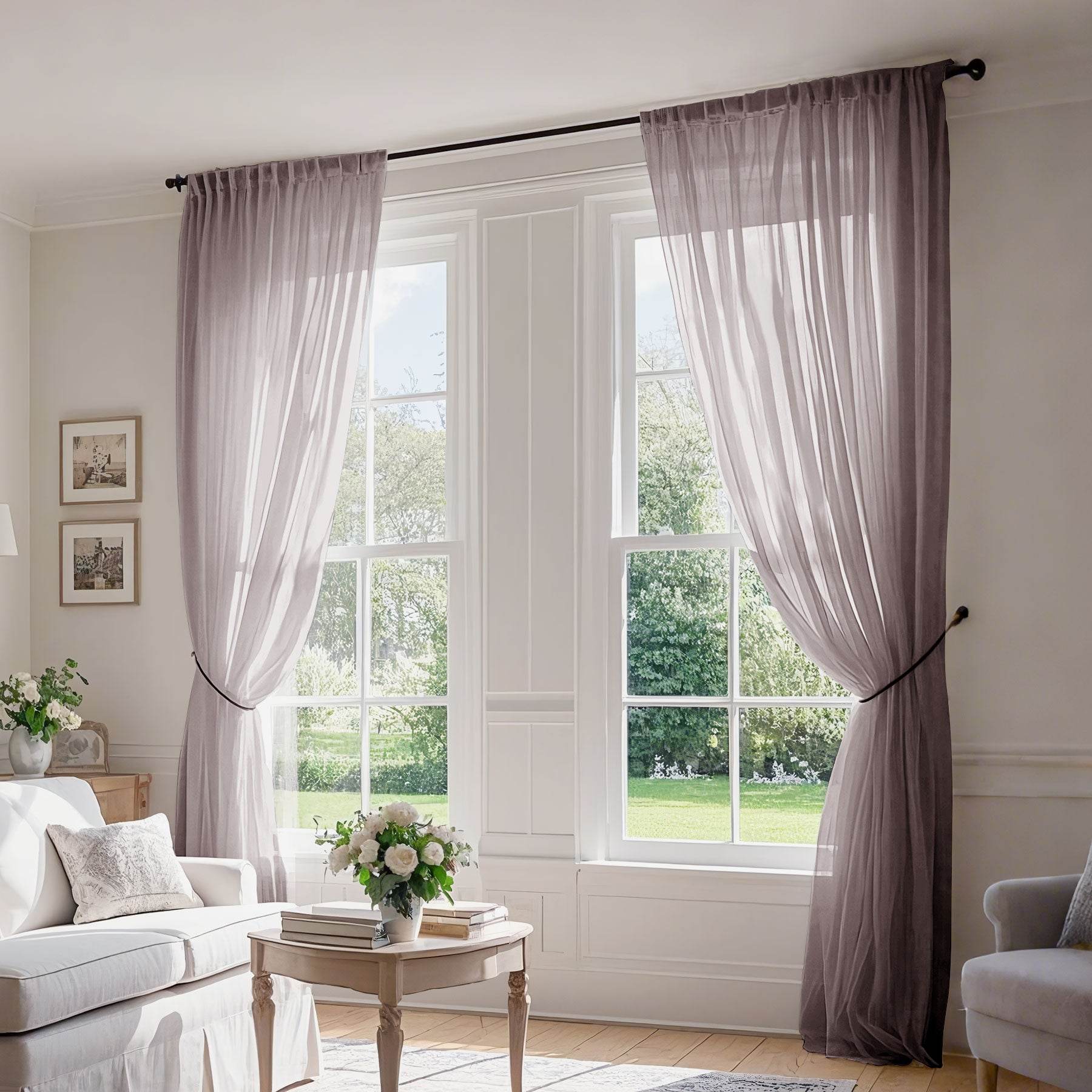 B01 Linen Textured Airy Sheer Curtain Pinch Pleat - Cololeaf