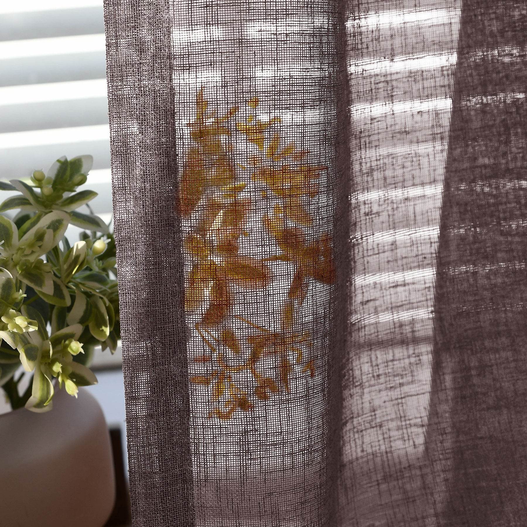 B01 Linen Textured Airy Sheer Curtain Pinch Pleat - Cololeaf