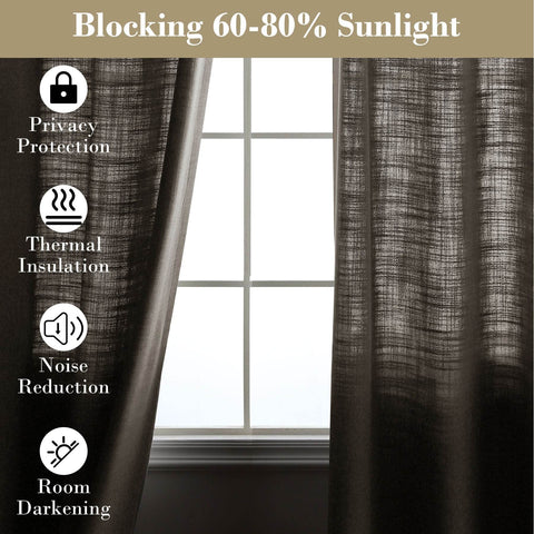 1908 Linen Blend Breathable & Natural Curtain Tab Top - Cololeaf