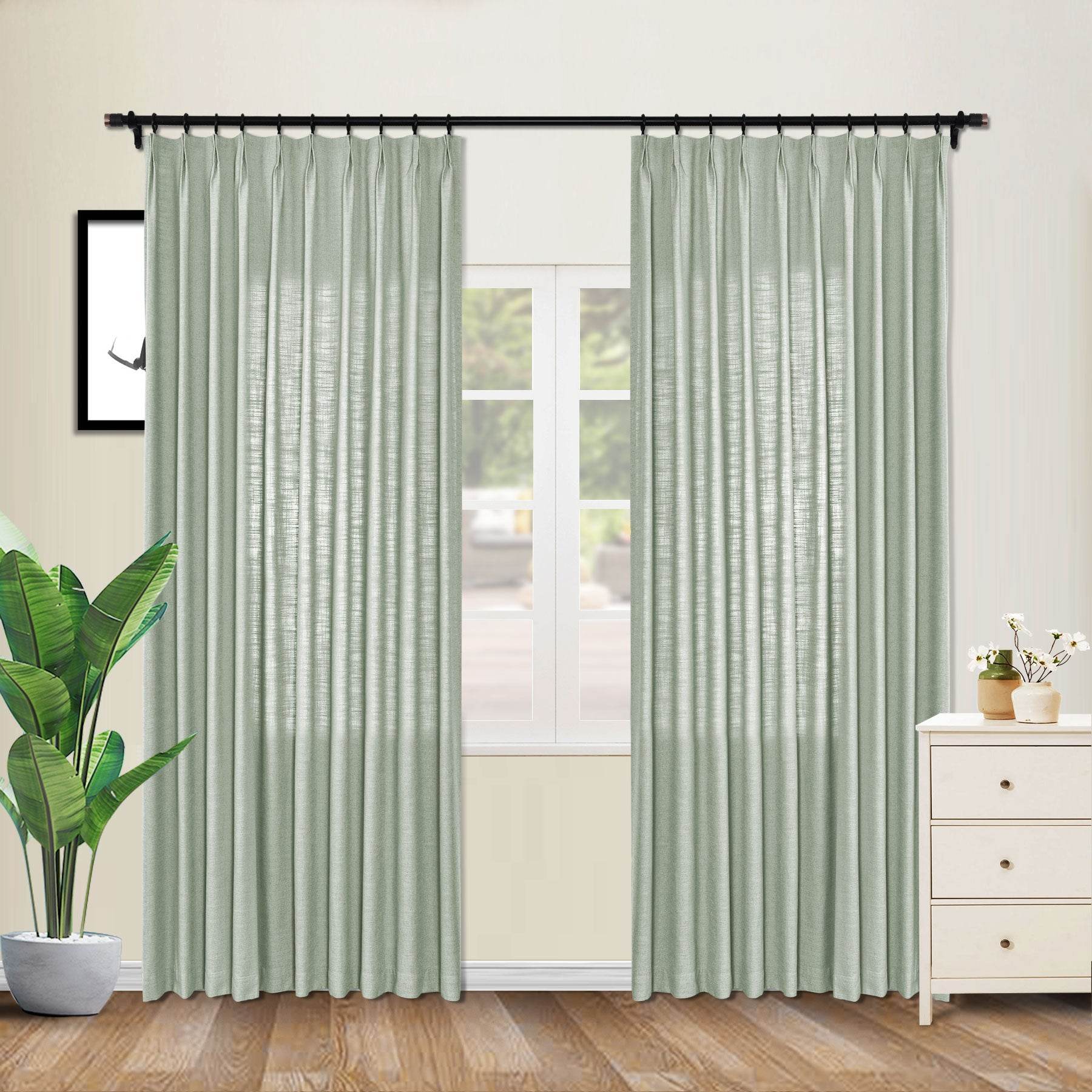 1908 Linen Blend Unlined Breathable & Natural Curtain Pinch Pleat - Cololeaf
