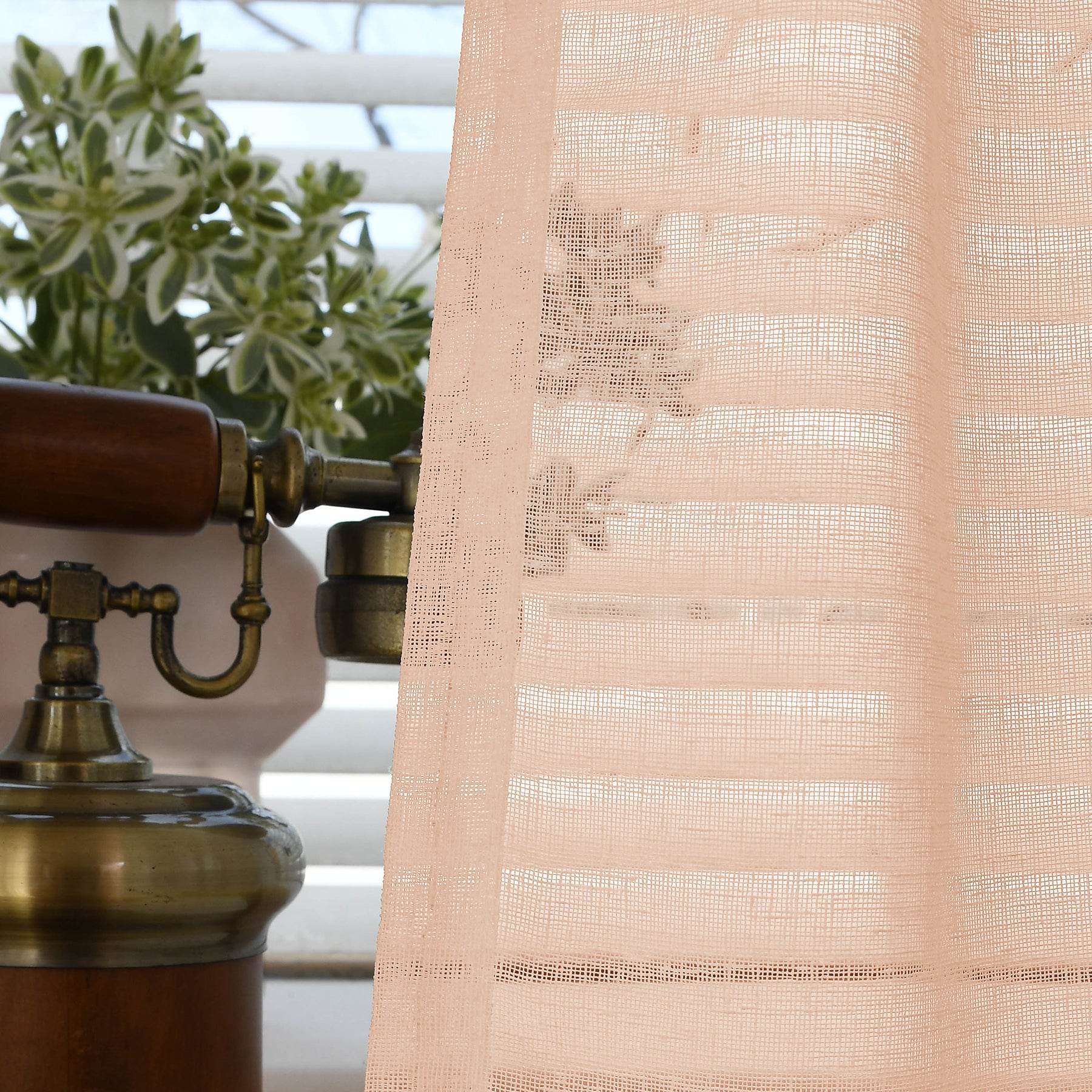 B01 Linen Textured Airy Sheer Curtain Pinch Pleat - Cololeaf