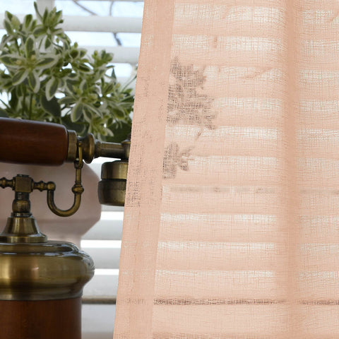 B01 Linen Textured Airy Sheer Curtain Pinch Pleat - Cololeaf