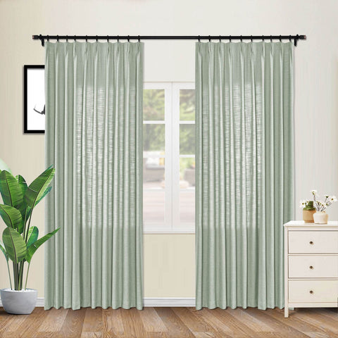1908 Linen Blend Unlined Breathable & Natural Curtain Pinch Pleat - Cololeaf