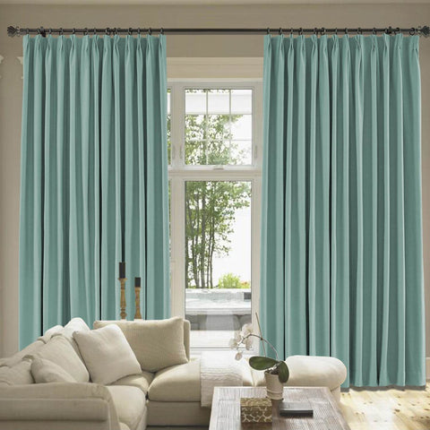 Capri Extra Wide Drape Solid Cotton Heavyweight Curtain Blackout Pinch Pleat - Cololeaf