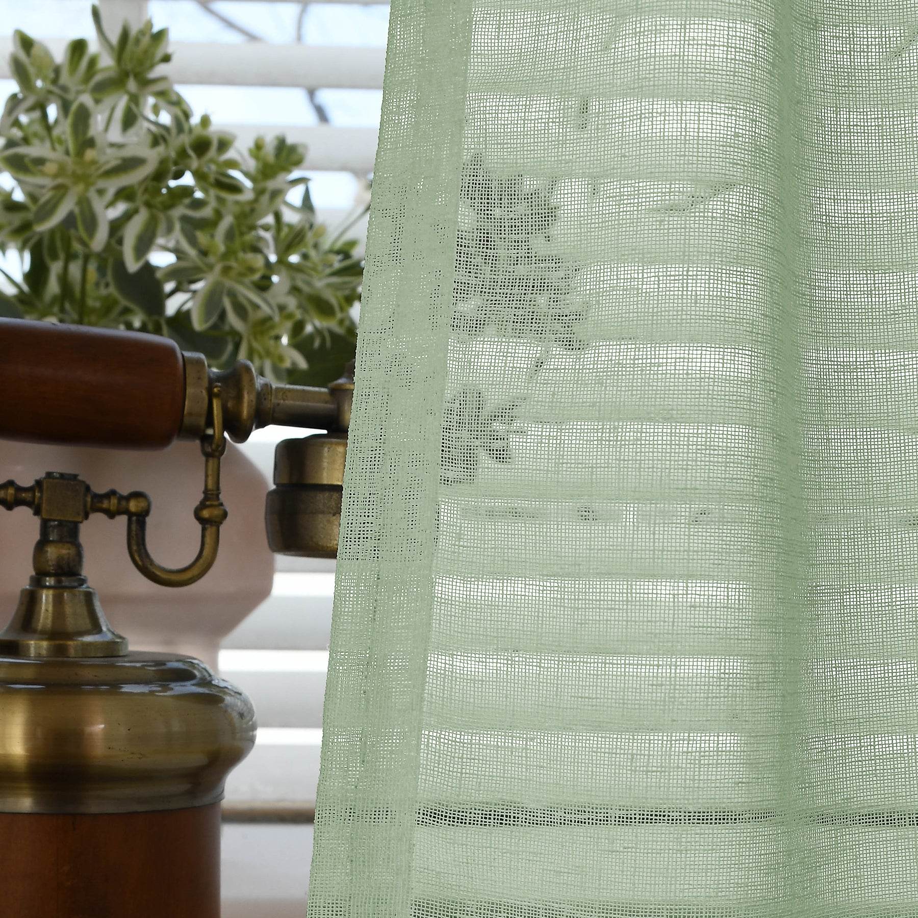 B01 Linen Textured Airy Sheer Curtain Pinch Pleat - Cololeaf