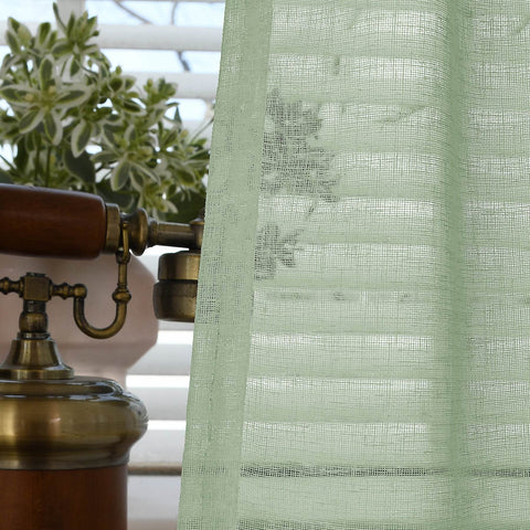 B01 Linen Textured Airy Sheer Curtain Pinch Pleat - Cololeaf