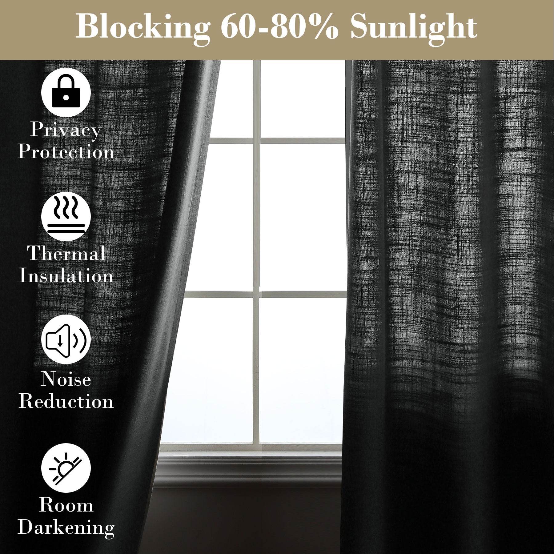 1908 Linen Blend Breathable & Natural Curtain Tab Top - Cololeaf