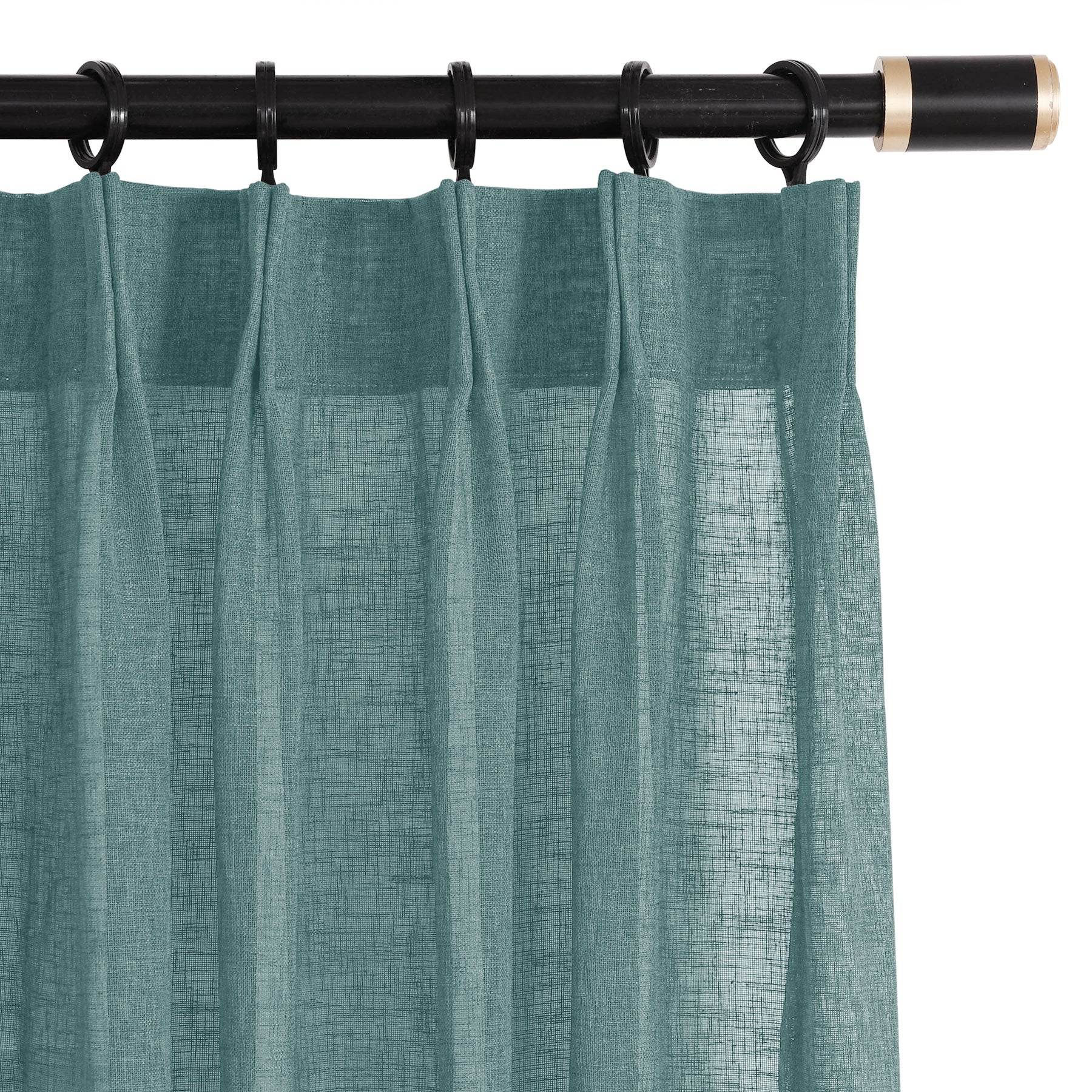 B01 Linen Textured Airy Sheer Curtain Pinch Pleat - Cololeaf