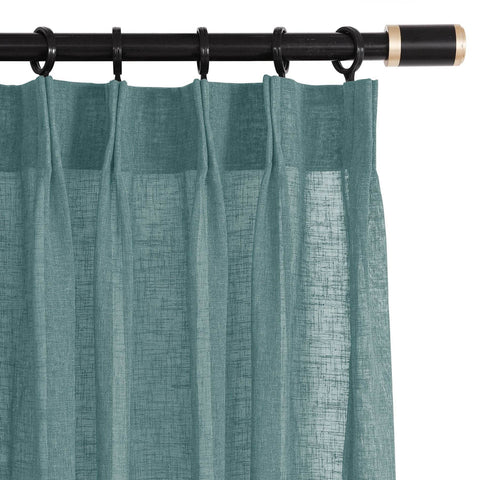 B01 Linen Textured Airy Sheer Curtain Pinch Pleat - Cololeaf