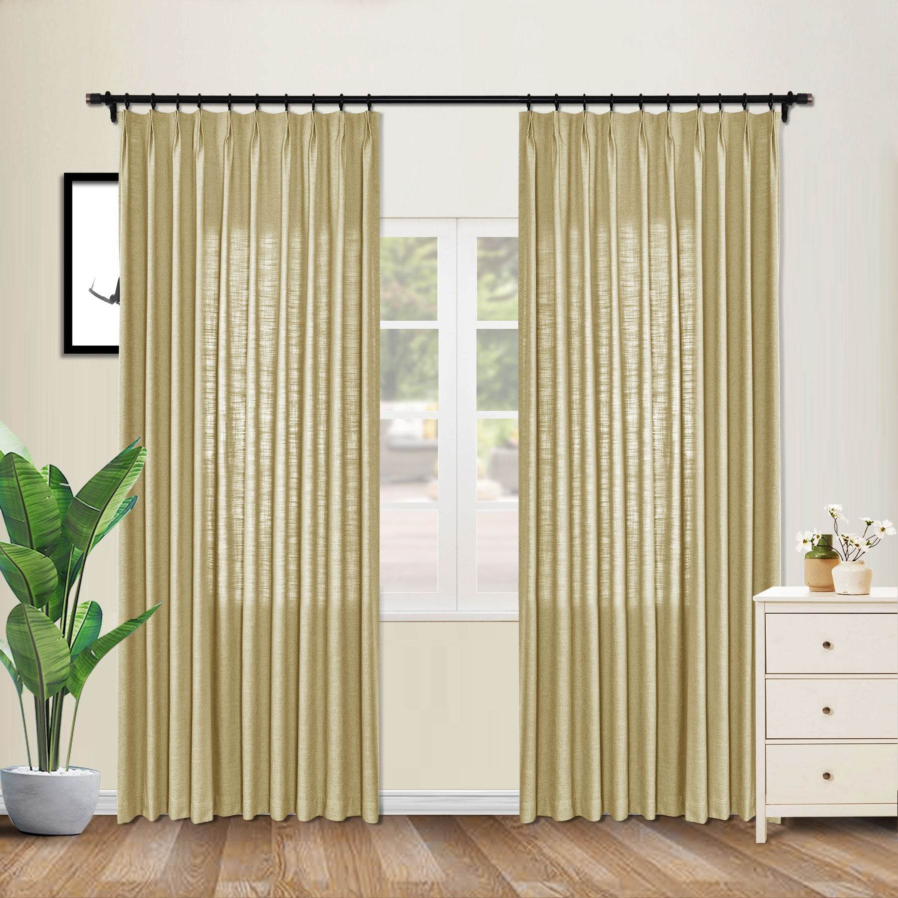1908 Linen Blend Unlined Breathable & Natural Curtain Pinch Pleat - Cololeaf