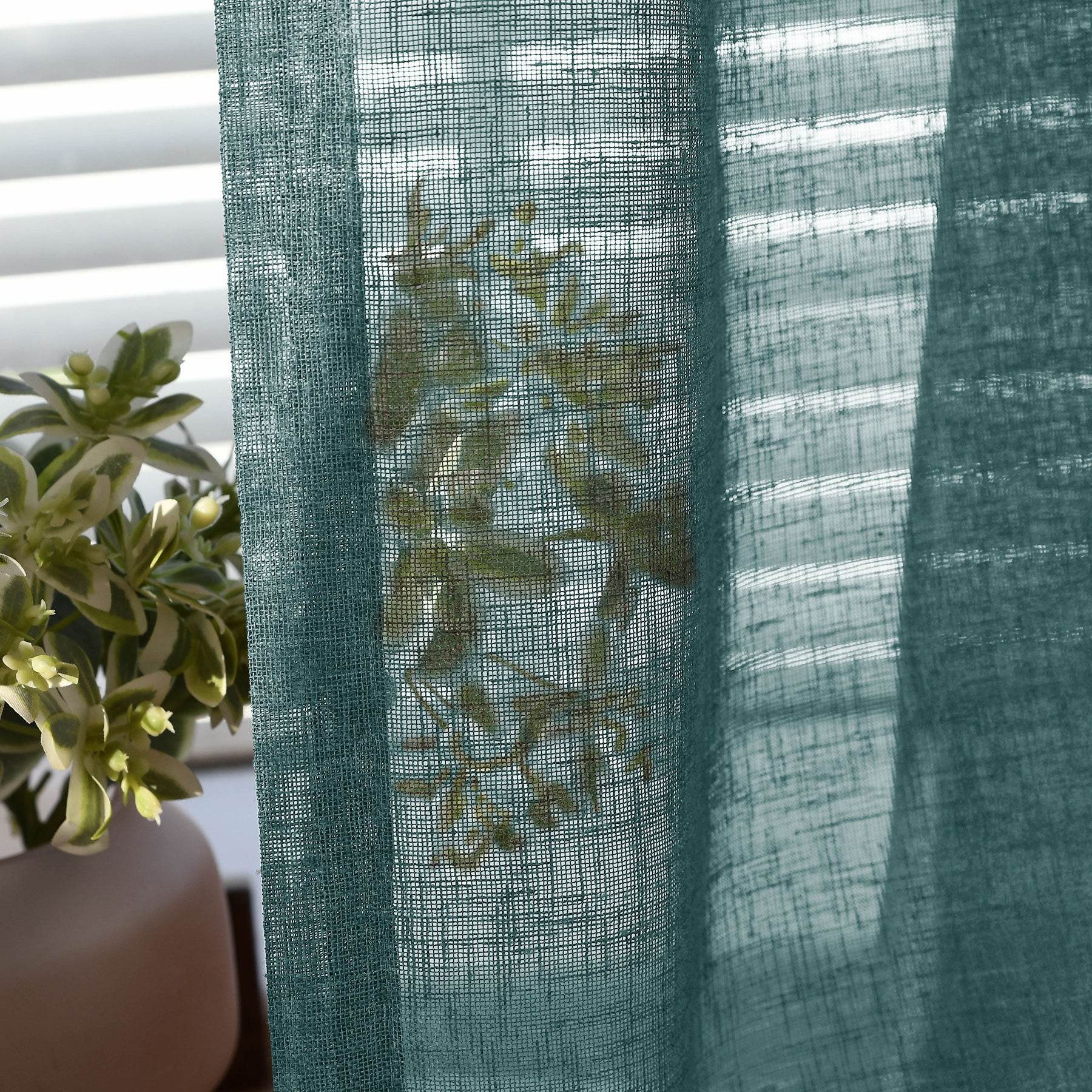 B01 Linen Textured Airy Sheer Curtain Pinch Pleat - Cololeaf