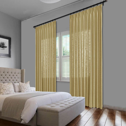 1908 Linen Blend Unlined Breathable & Natural Curtain Pinch Pleat - Cololeaf