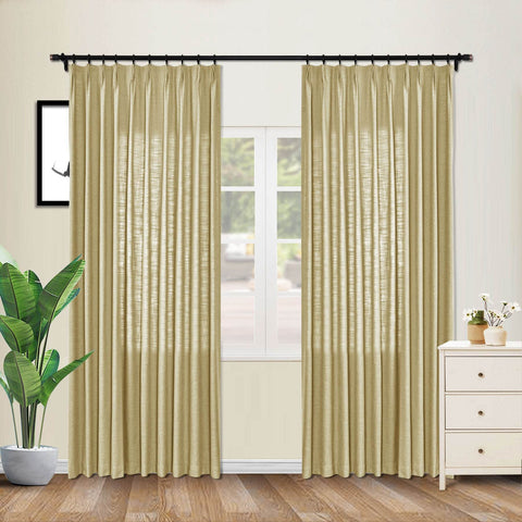 1908 Linen Blend Unlined Breathable & Natural Curtain Pinch Pleat - Cololeaf