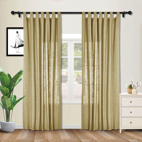 1908 Linen Blend Breathable & Natural Curtain Tab Top - Cololeaf