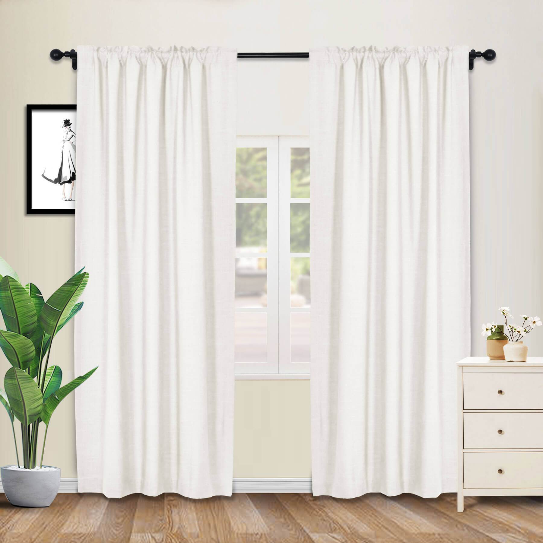 1908 Linen Blend Breathable & Natural Curtain Customizable - Cololeaf -- #1 Beige White