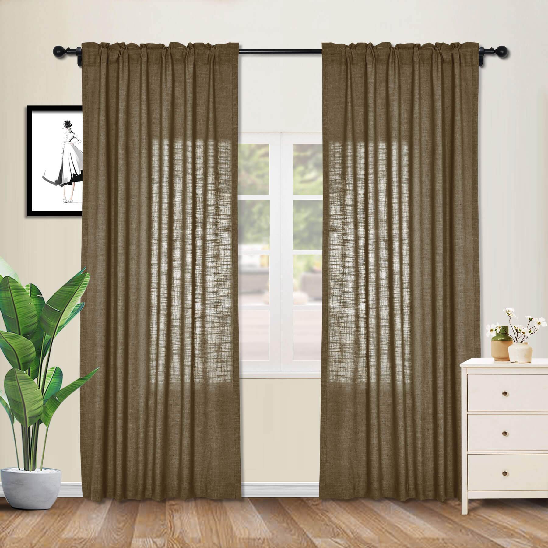 1908 Linen Blend Breathable & Natural Curtain Customizable - Cololeaf -- #1 Beige White