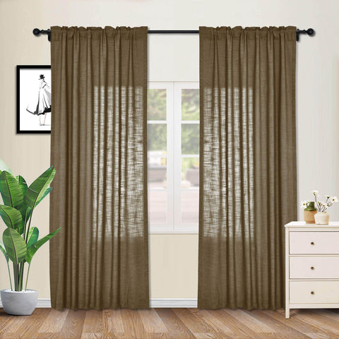 1908 Linen Blend Breathable & Natural Curtain Customizable - Cololeaf -- #1 Beige White