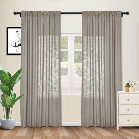 1908 Linen Blend Breathable & Natural Curtain Customizable - Cololeaf -- #1 Beige White