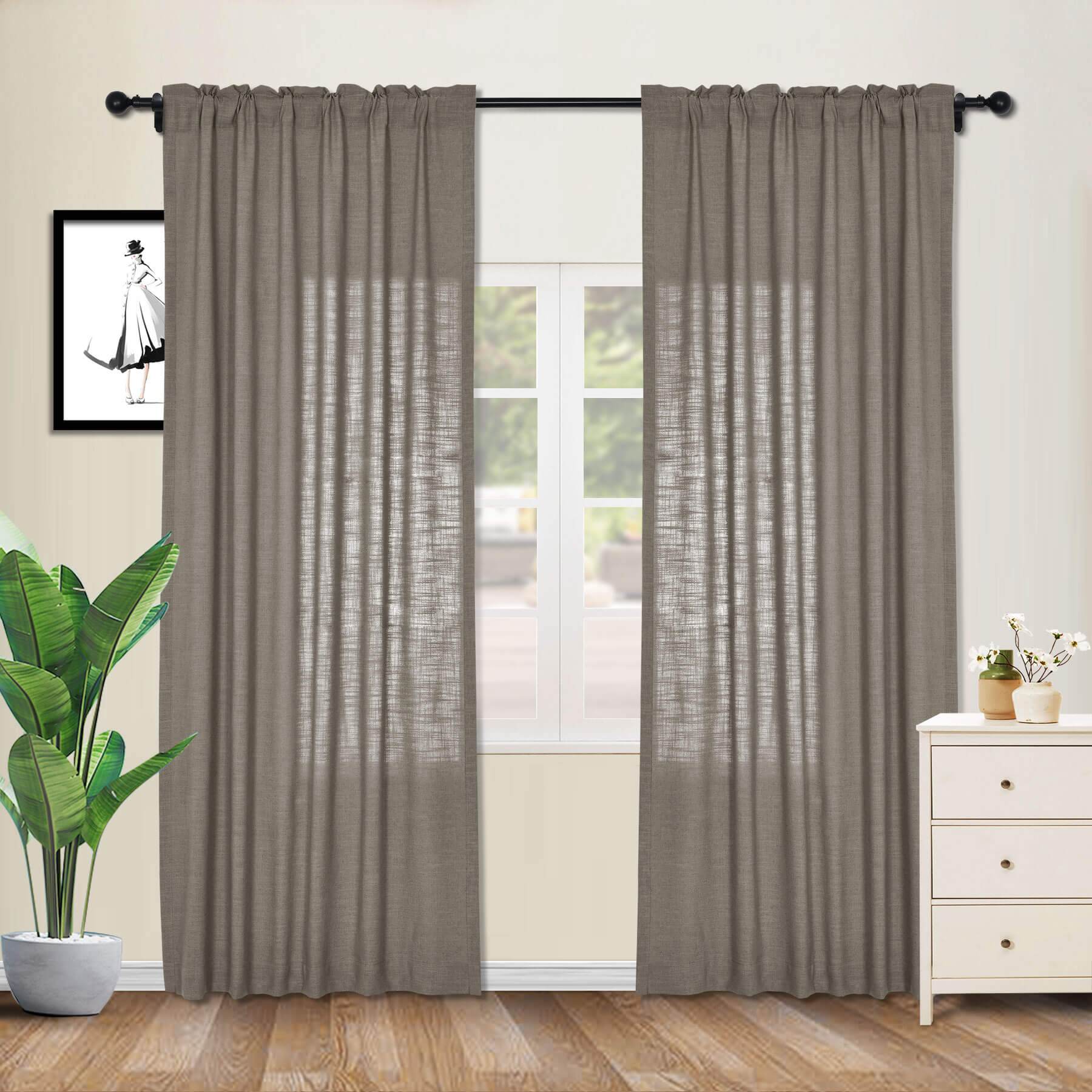 1908 Linen Blend Breathable & Natural Curtain Customizable - Cololeaf -- #1 Beige White