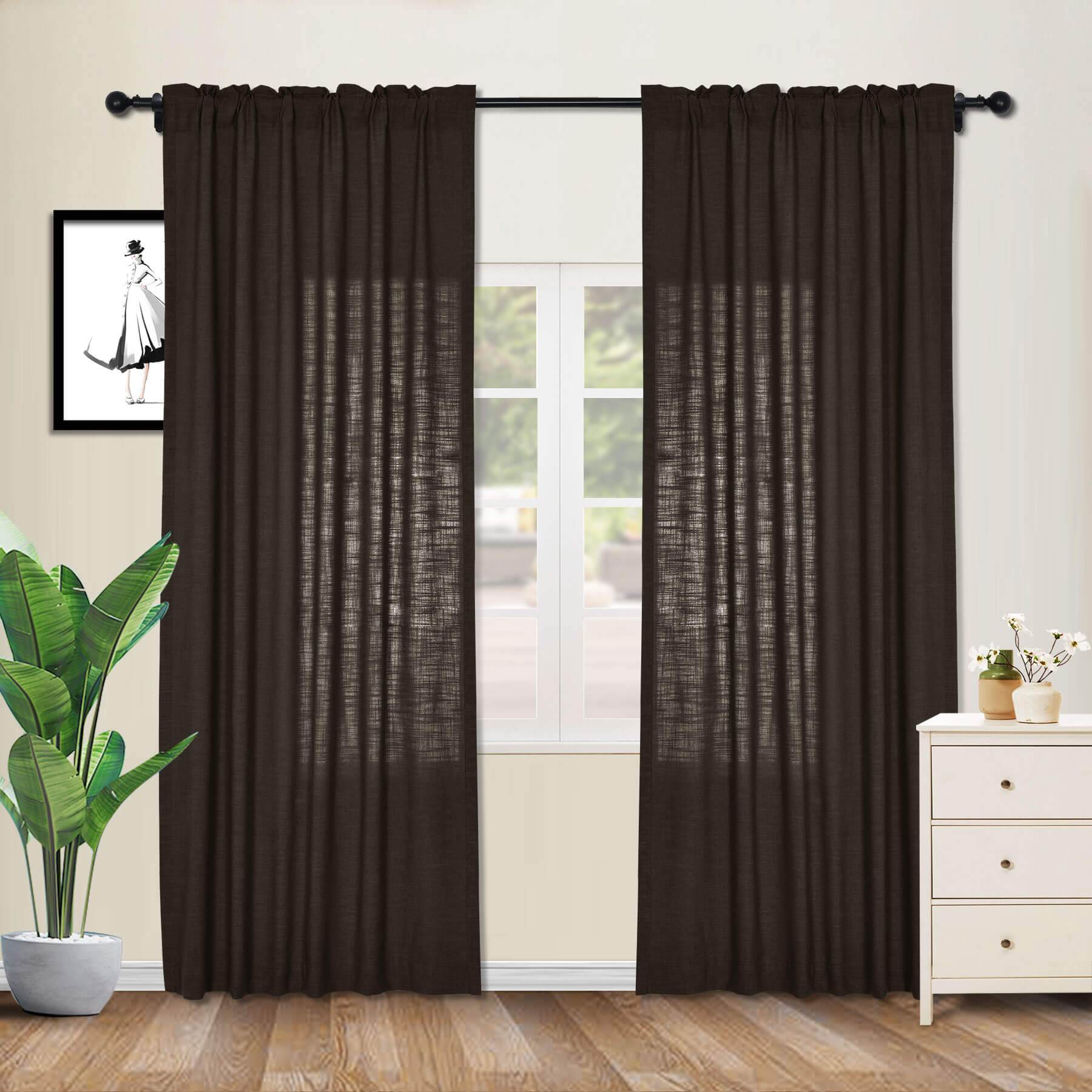 1908 Linen Blend Breathable & Natural Curtain Customizable - Cololeaf -- #1 Beige White