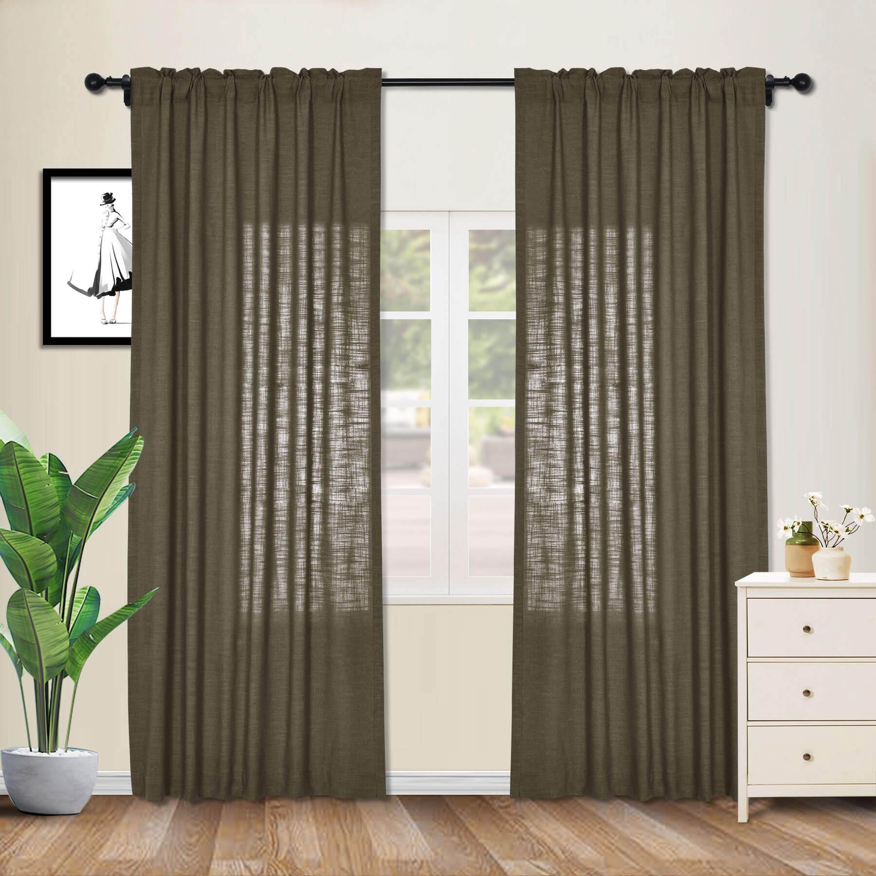 1908 Linen Blend Breathable & Natural Curtain Customizable - Cololeaf -- #1 Beige White