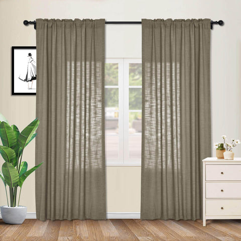 1908 Linen Blend Breathable & Natural Curtain Customizable - Cololeaf -- #1 Beige White