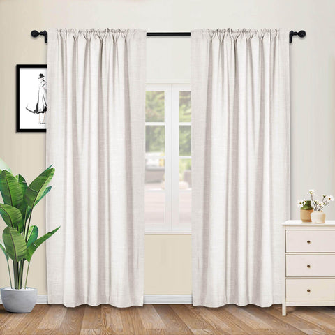 1908 Linen Blend Breathable & Natural Curtain Customizable - Cololeaf -- #1 Beige White