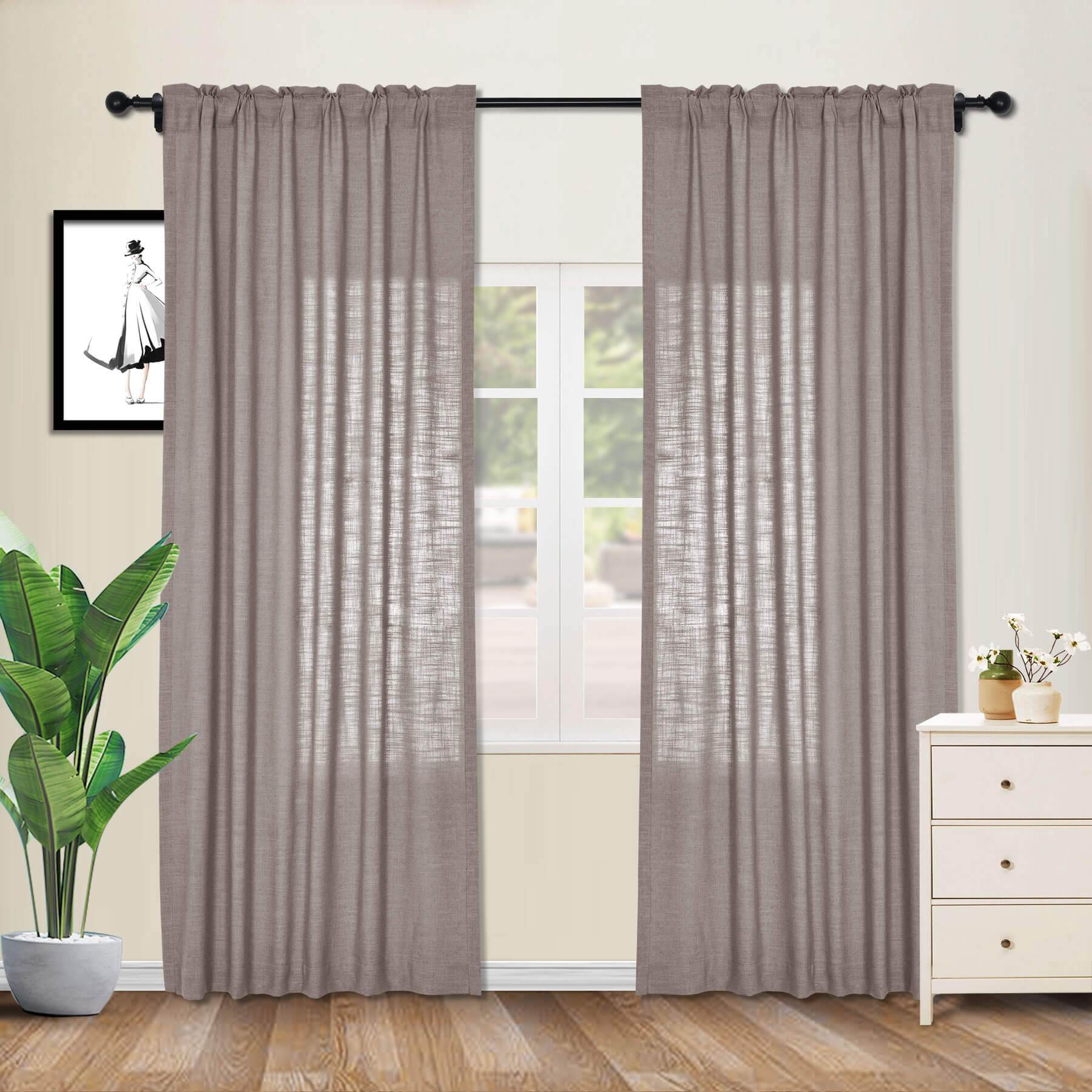 1908 Linen Blend Breathable & Natural Curtain Customizable - Cololeaf -- #1 Beige White