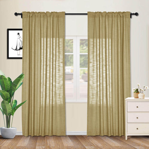 1908 Linen Blend Breathable & Natural Curtain Customizable - Cololeaf -- #1 Beige White