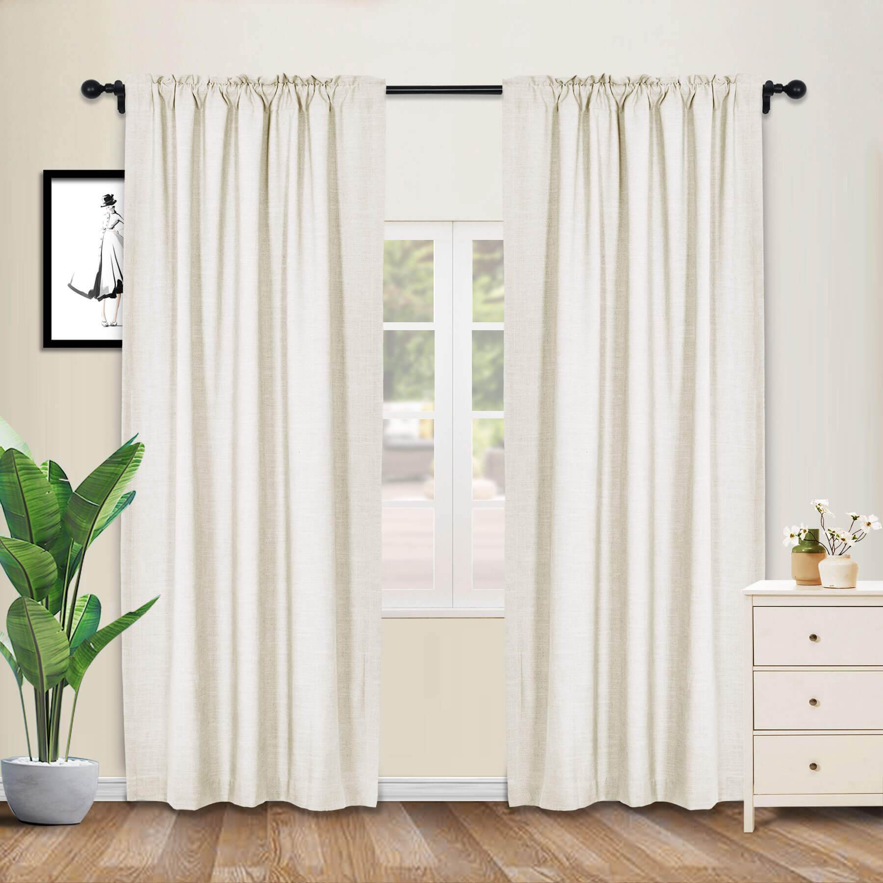 1908 Linen Blend Breathable & Natural Curtain Customizable - Cololeaf -- #1 Beige White