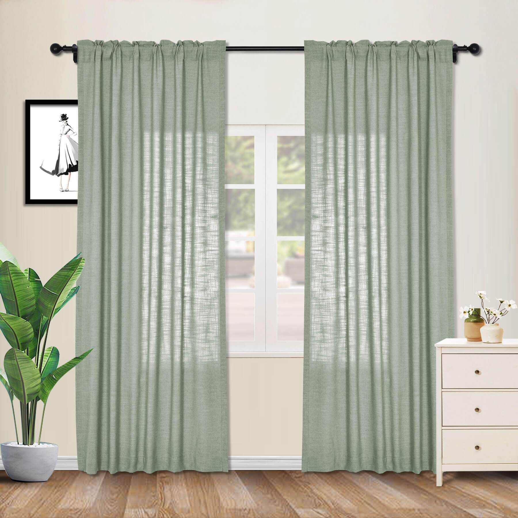 1908 Linen Blend Breathable & Natural Curtain Customizable - Cololeaf -- #1 Beige White