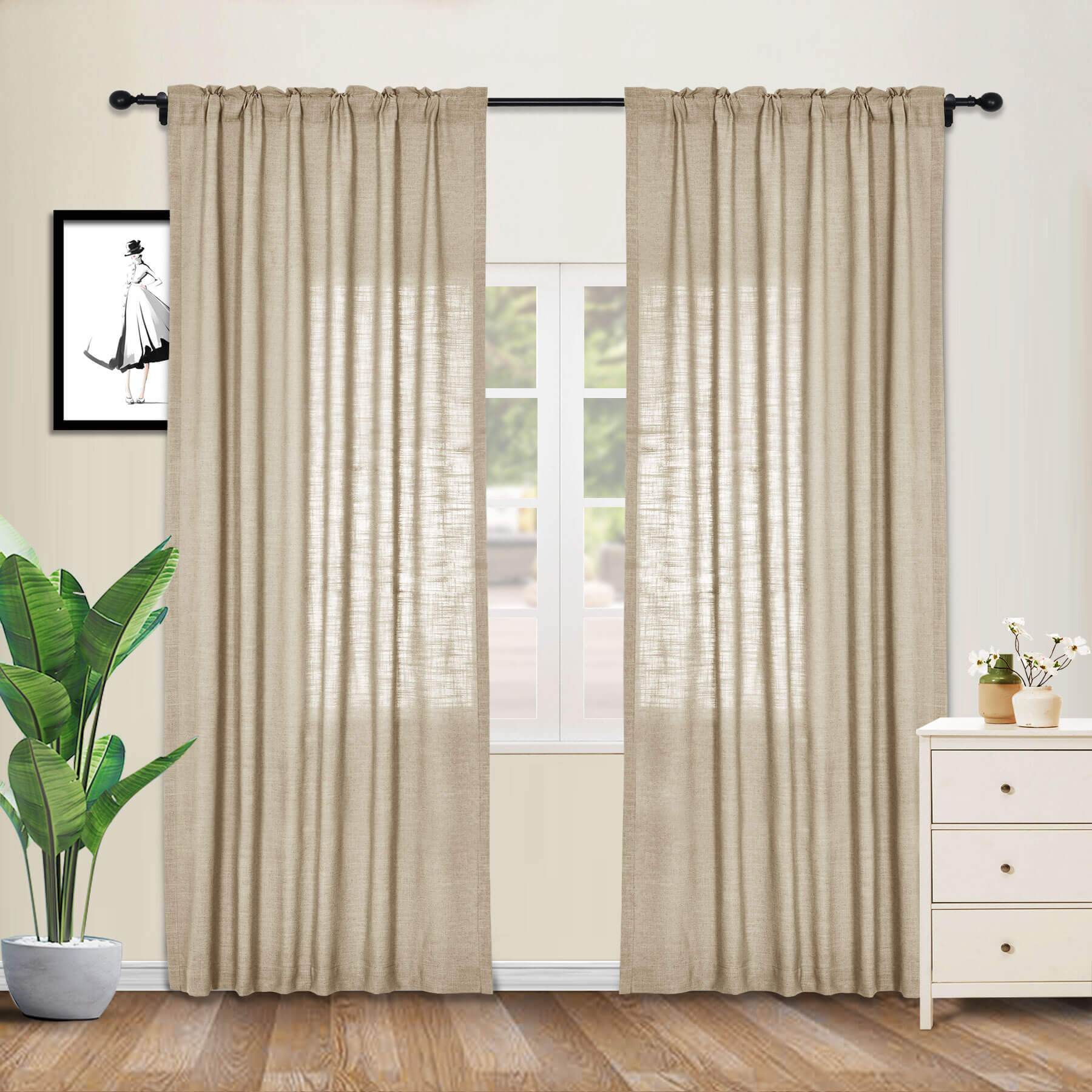 1908 Linen Blend Breathable & Natural Curtain Customizable - Cololeaf -- #1 Beige White