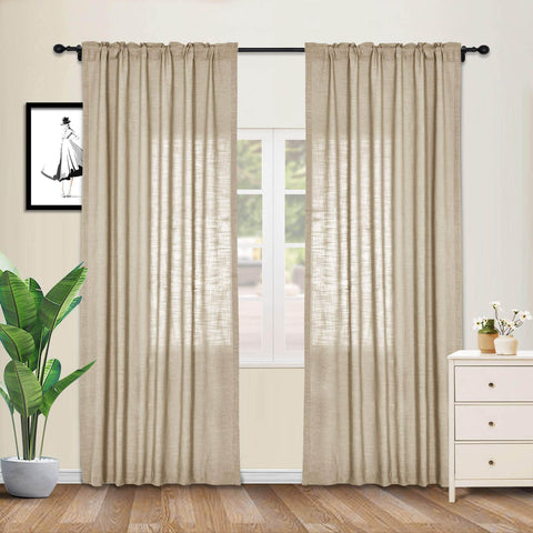 1908 Linen Blend Breathable & Natural Curtain Customizable - Cololeaf -- #1 Beige White