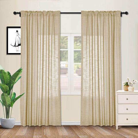 1908 Linen Blend Breathable & Natural Curtain Customizable - Cololeaf -- #1 Beige White