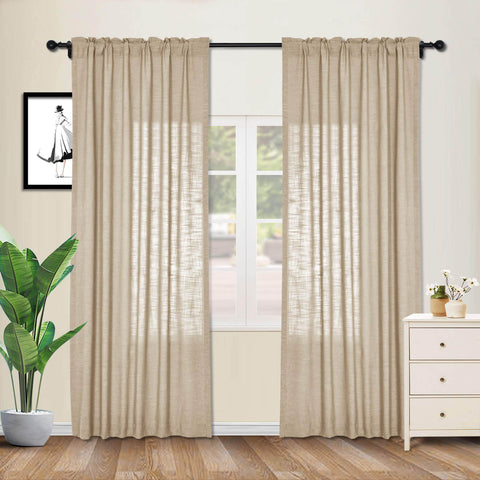 1908 Linen Blend Breathable & Natural Curtain Customizable - Cololeaf -- #1 Beige White
