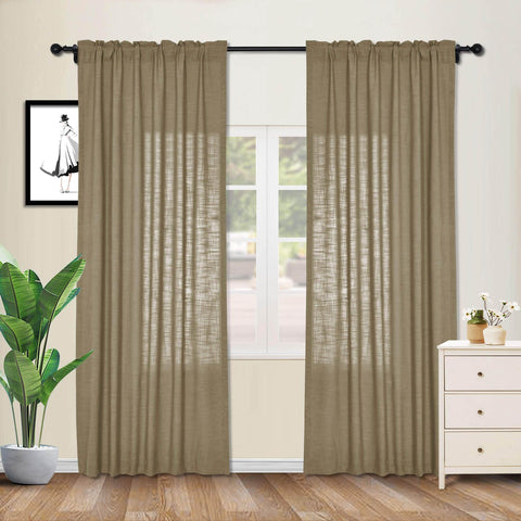 1908 Linen Blend Breathable & Natural Curtain Customizable - Cololeaf -- #1 Beige White
