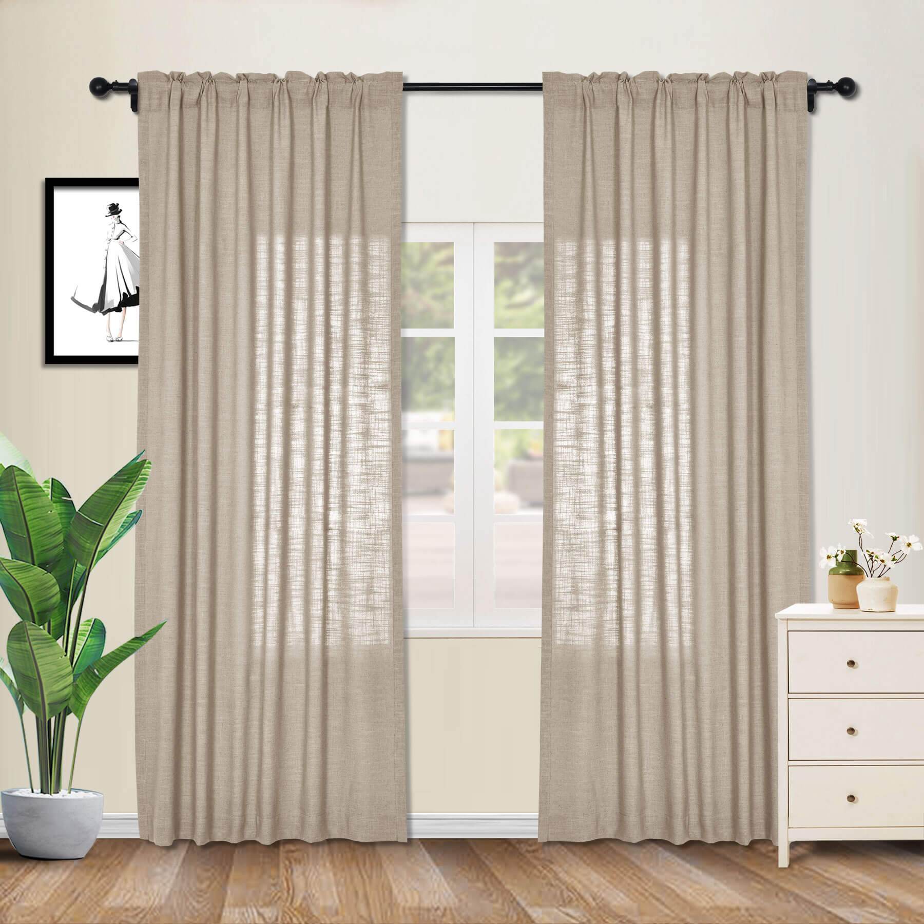 1908 Linen Blend Breathable & Natural Curtain Customizable - Cololeaf -- #1 Beige White