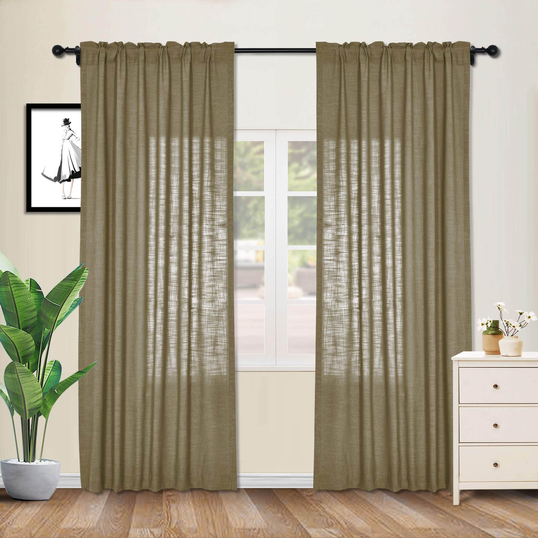 1908 Linen Blend Breathable & Natural Curtain Customizable - Cololeaf -- #1 Beige White